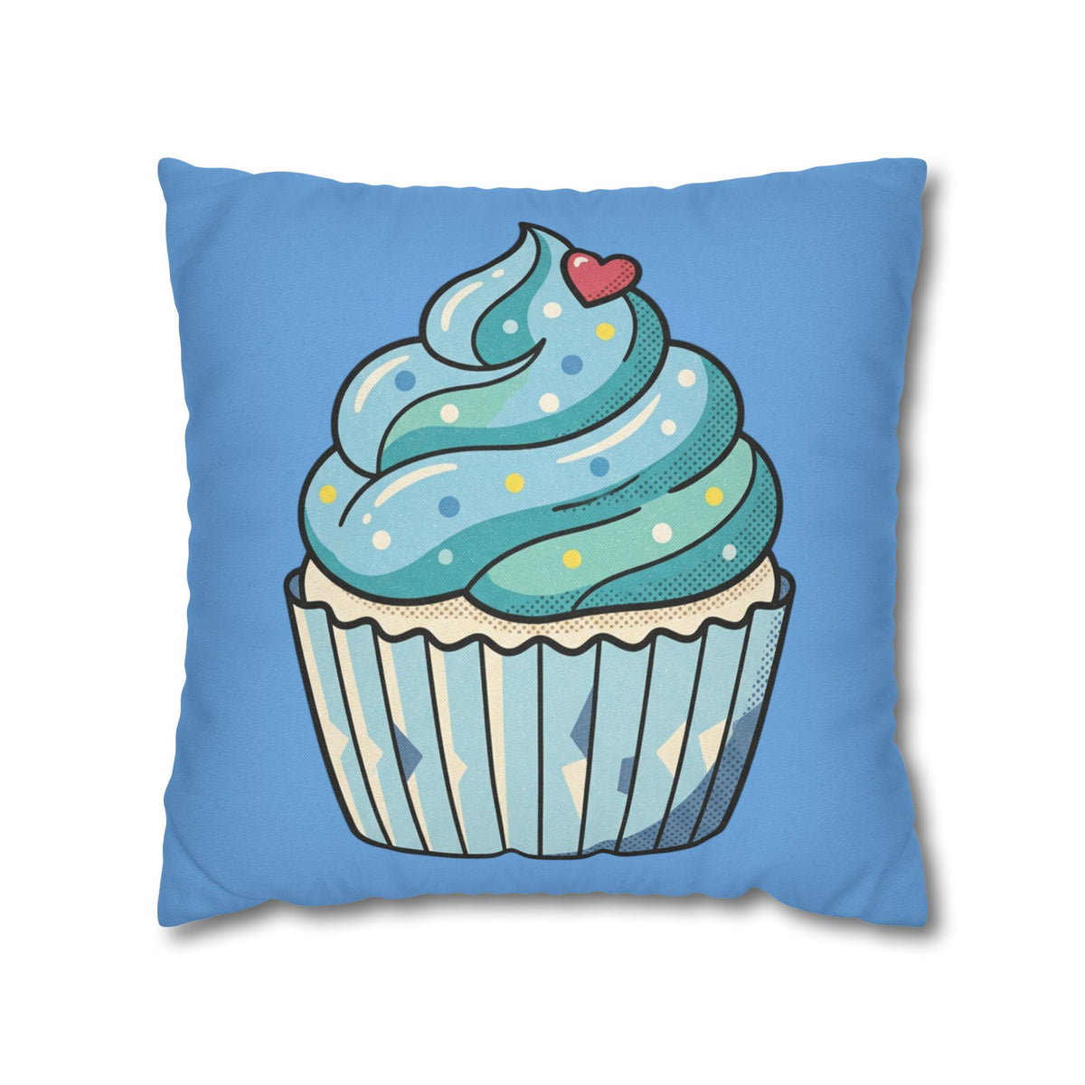 Blue Cupcake Throw Pillowcase — Cute Dessert Decorative Cushion Cover- Light Blue