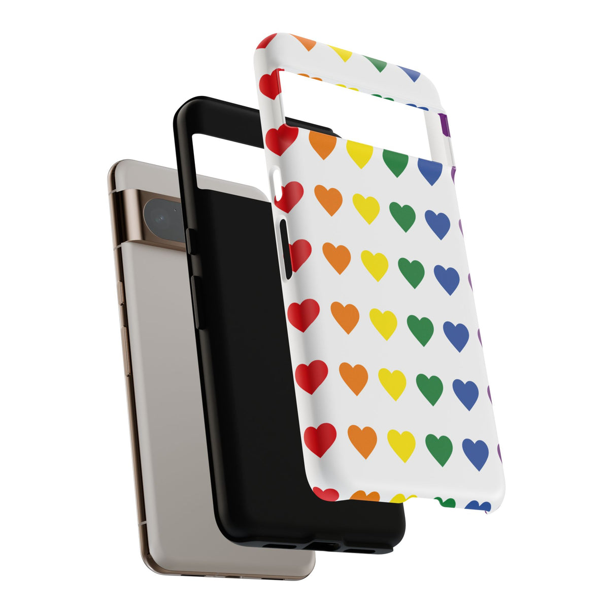 Rainbow Heart Tough Phone Case — Pride Pattern Protective Cover