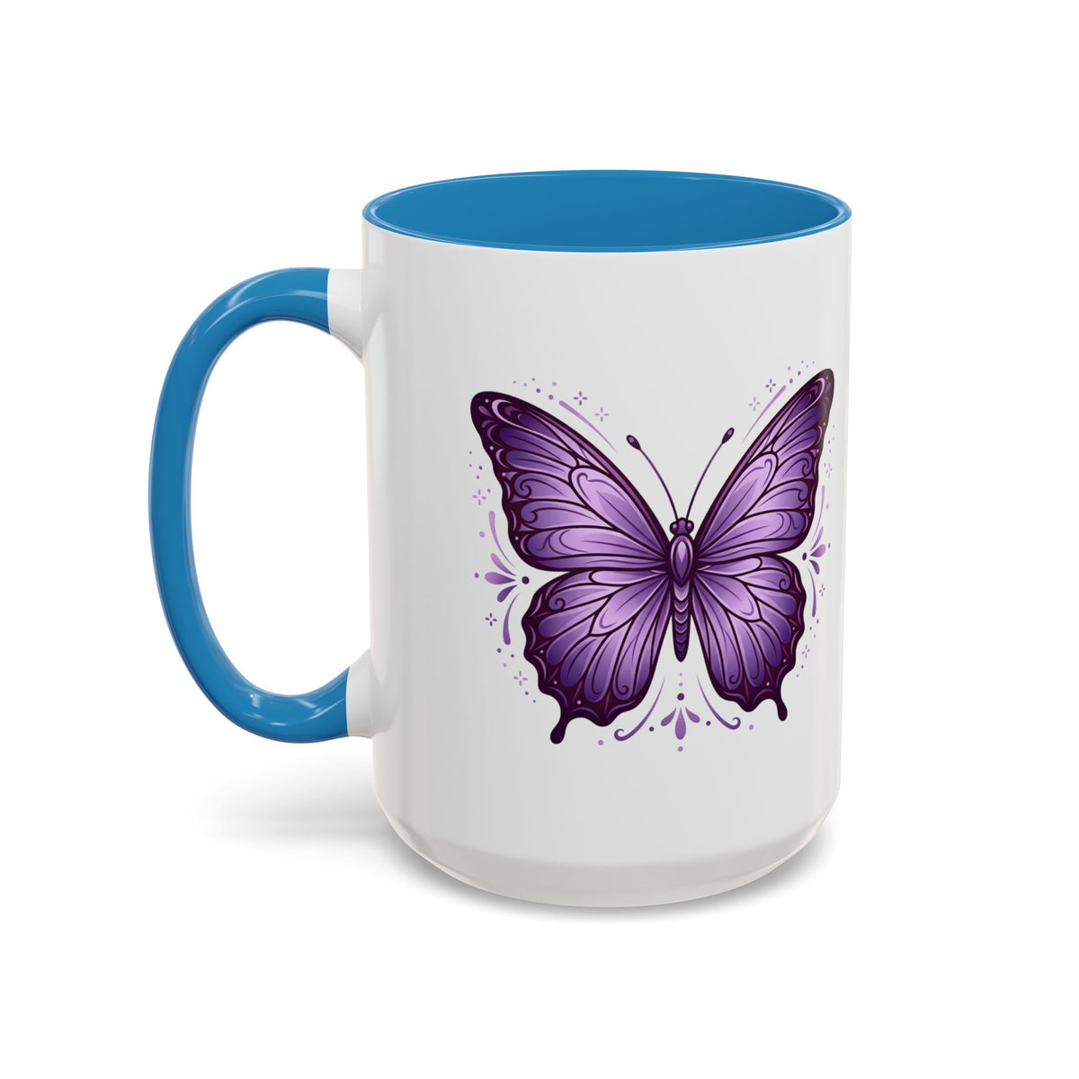 Purple Butterfly Accent Coffee Mug — 11oz & 15oz Decorative Tea Cup