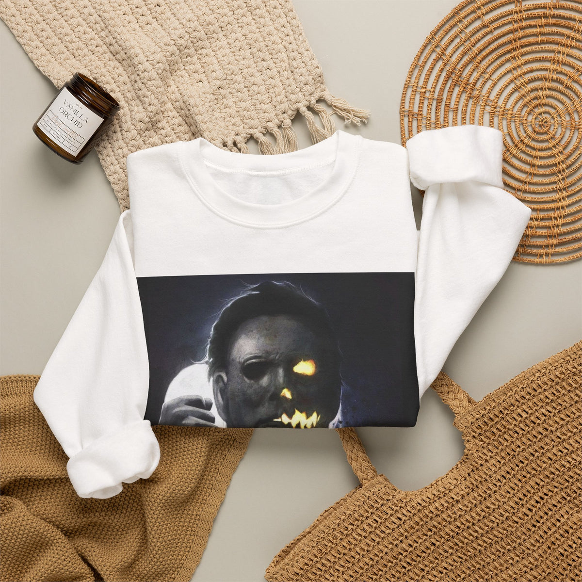 Halloween Michael Myers Mask Crewneck Sweatshirt