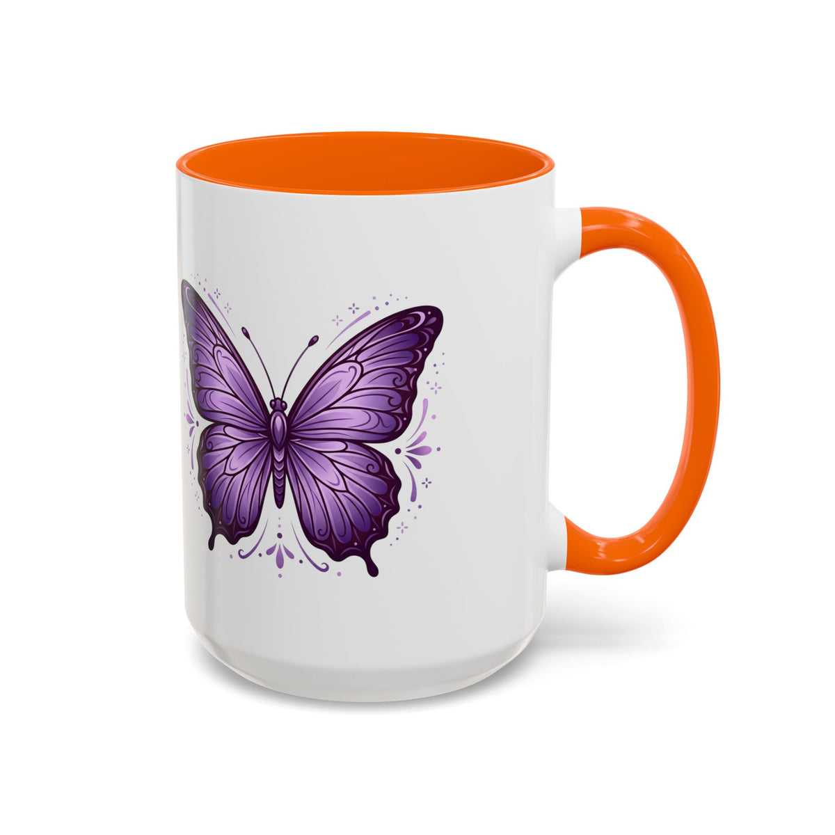 Purple Butterfly Accent Coffee Mug — 11oz & 15oz Decorative Tea Cup
