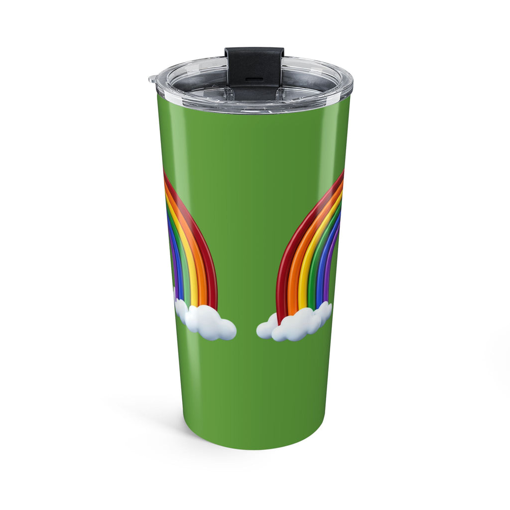 20oz Rainbow Tumbler — Insulated Travel Cup with Rainbow & Clouds