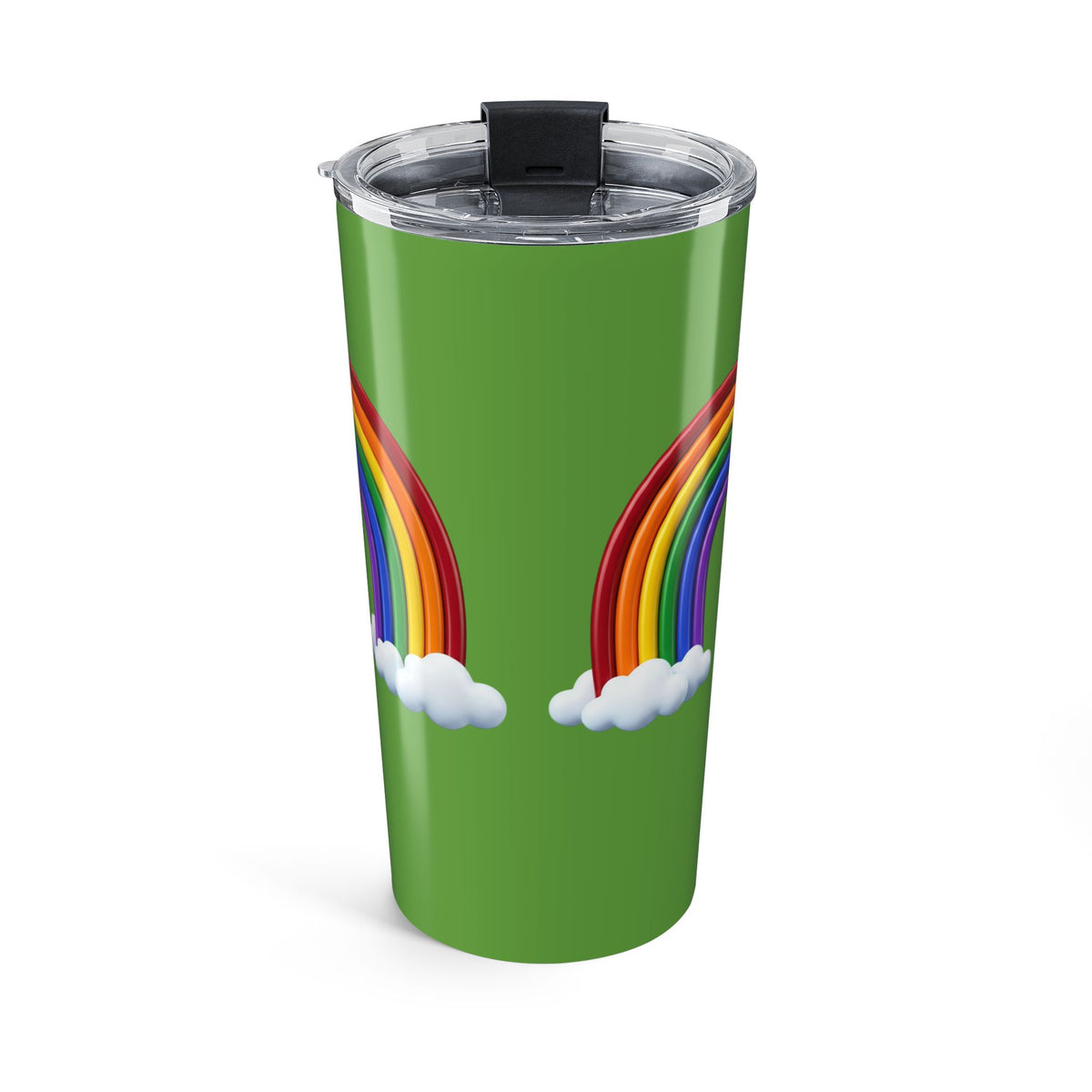 20oz Rainbow Tumbler — Insulated Travel Cup with Rainbow & Clouds