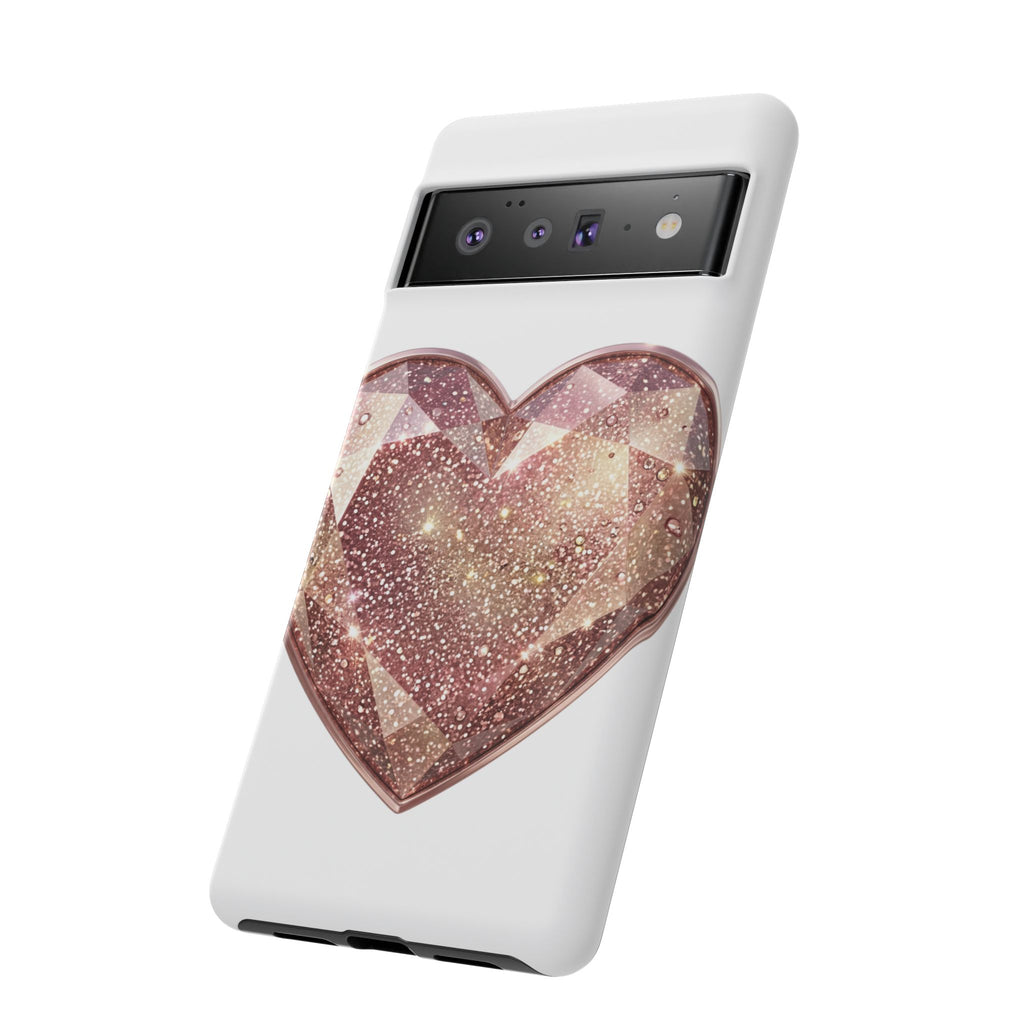 Rose Gold Glitter Crystal Heart Phone Case