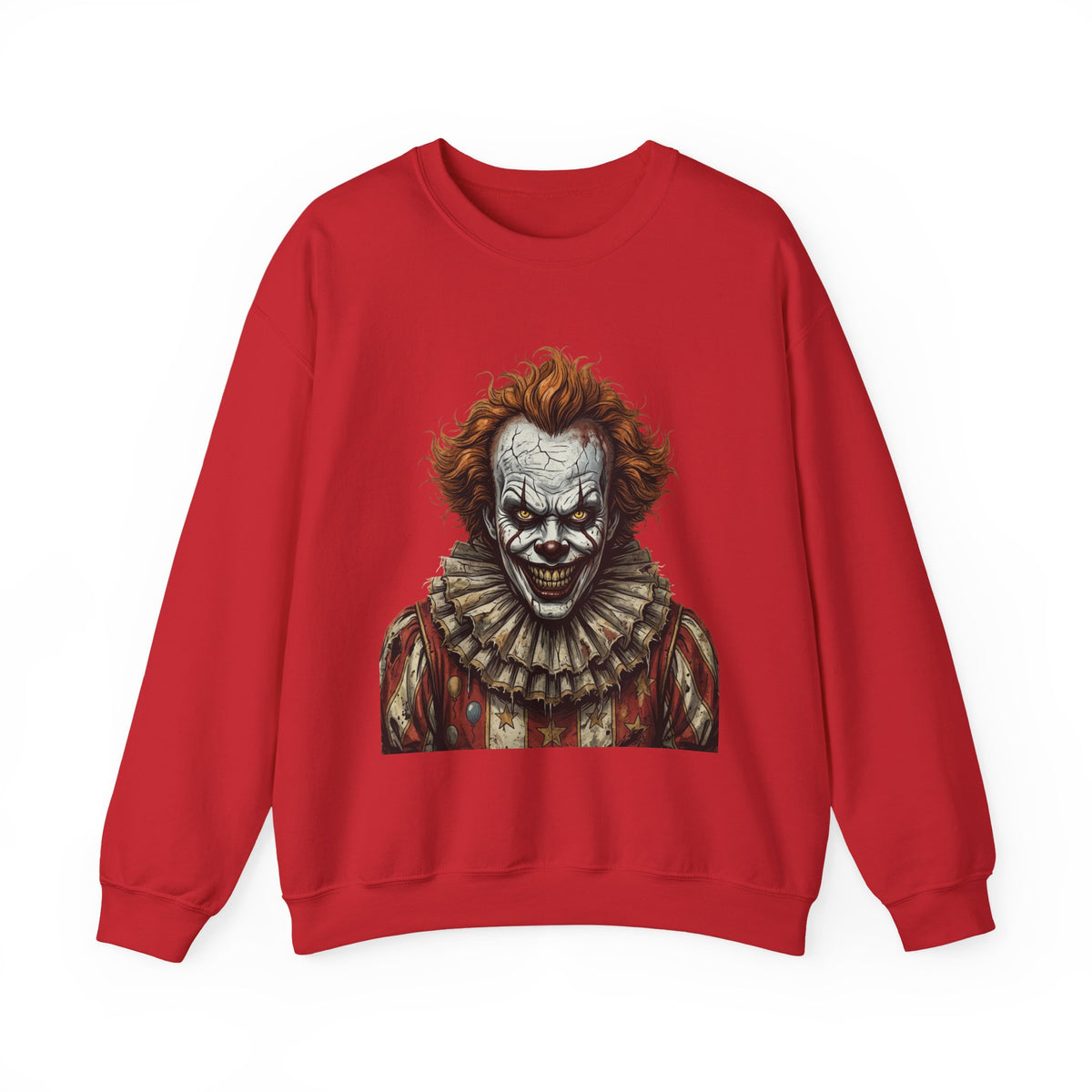 Creepy Clown Crewneck Sweatshirt – Horror Movie Inspired Graphic