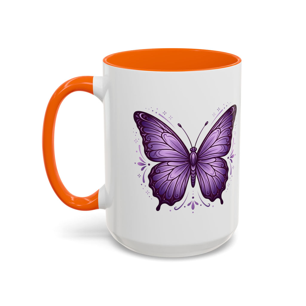 Purple Butterfly Accent Coffee Mug — 11oz & 15oz Decorative Tea Cup