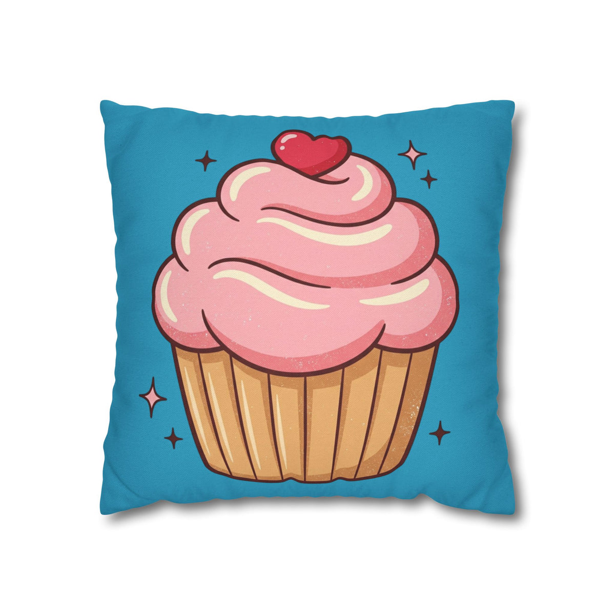 Pink Cupcake SpunPolyester Square Pillowcase- Turquoise