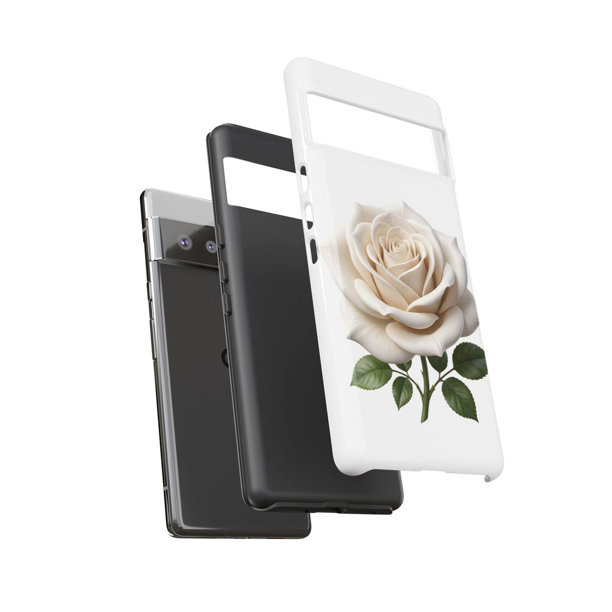 White Rose Tough Phone Case – Elegant Floral Protective Cover