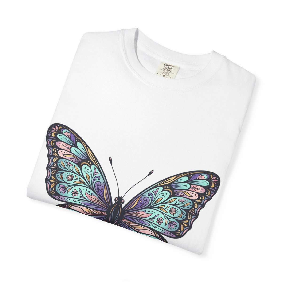 Butterfly Art T‑Shirt — Blue Purple Ornamental Butterfly Graphic Tee