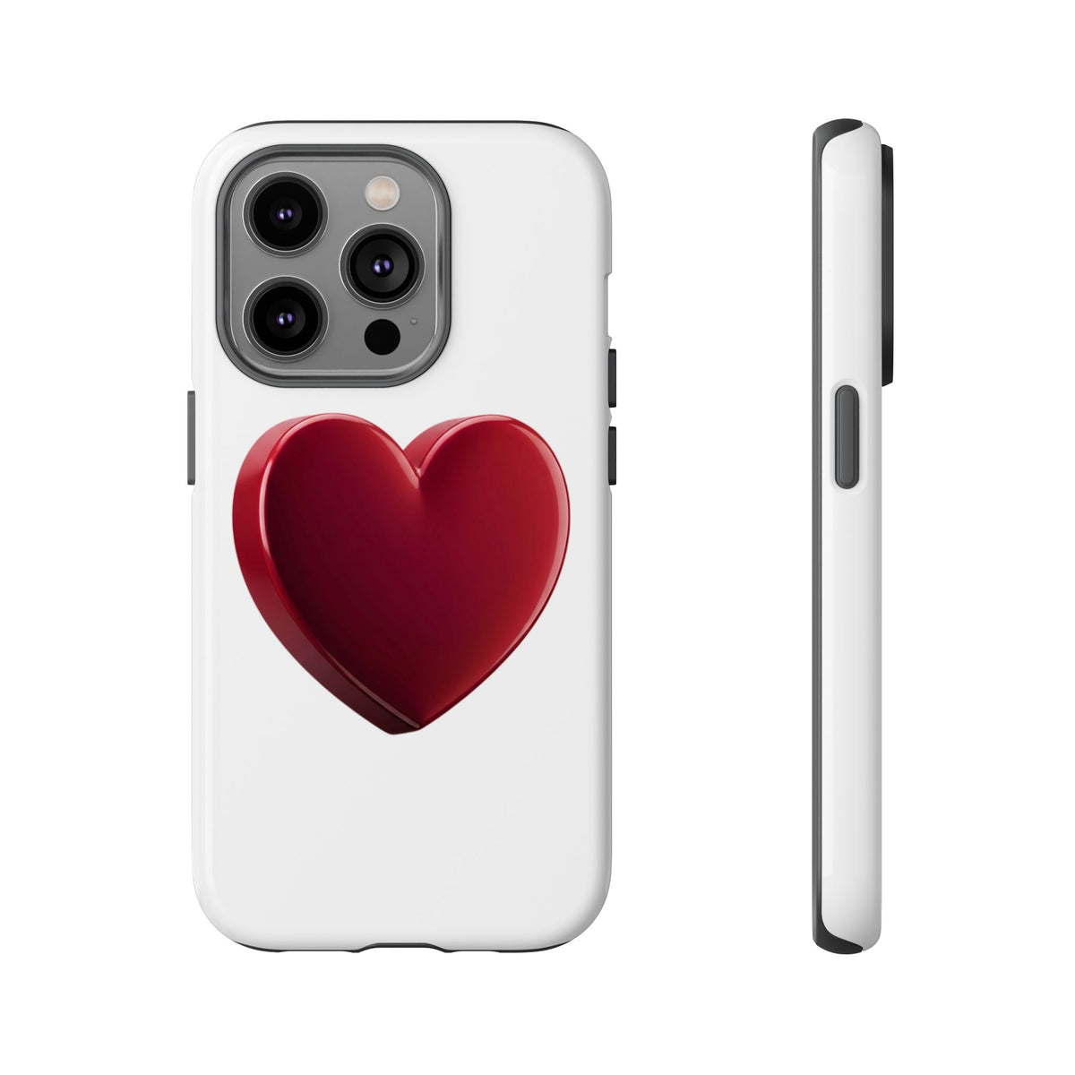 Heart Tough Phone Case - Red 3D Heart Protective Phone Case