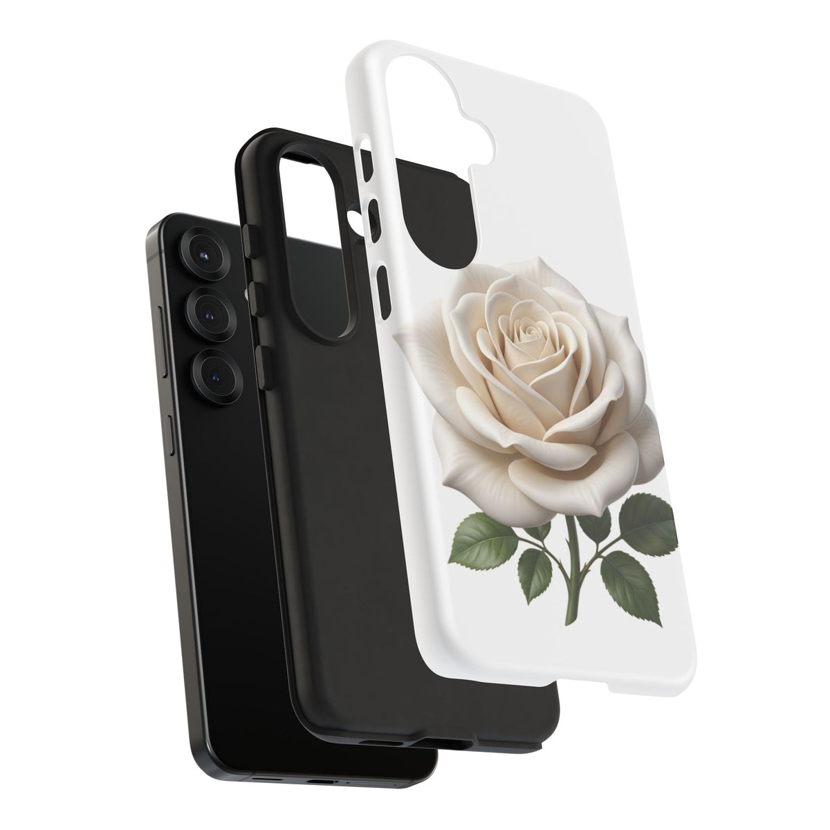 White Rose Tough Phone Case – Elegant Floral Protective Cover