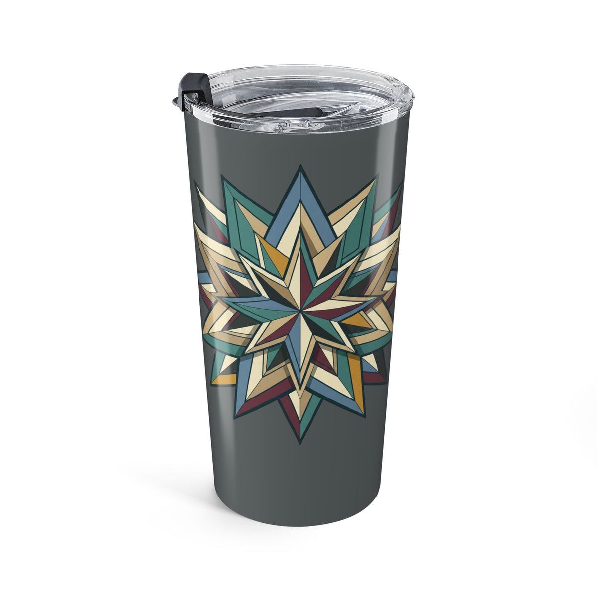 Geometric Star 20oz Tumbler — Insulated Travel Cup- Dark Grey