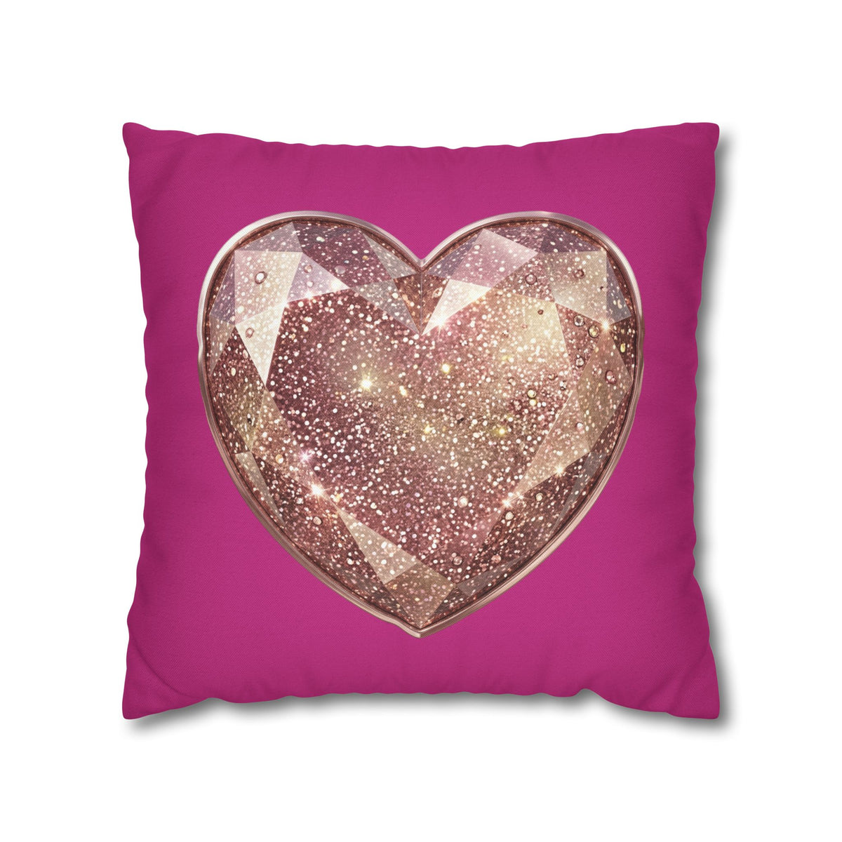 Sparkling Rose Gold Heart Throw Pillowcase- Magenta