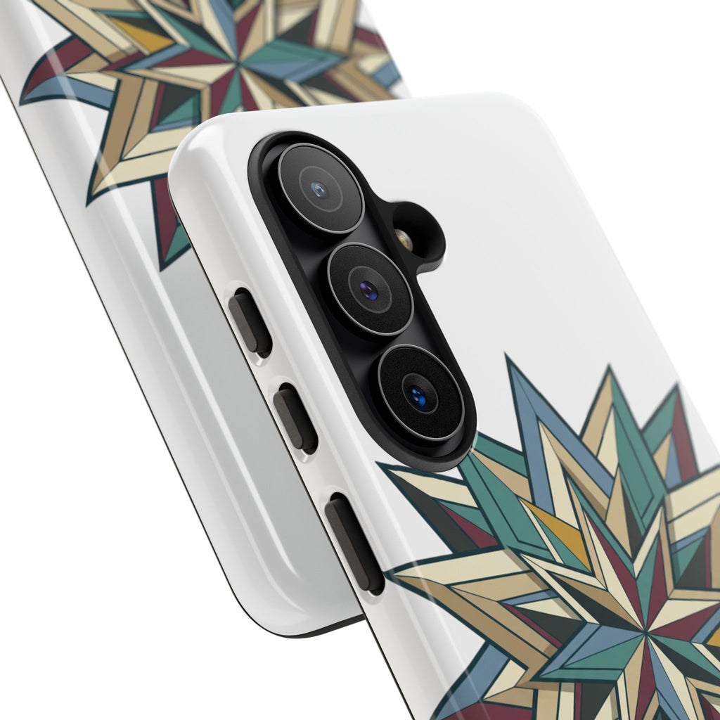 Geometric Star Phone Case — Teal & Earthtone Mandala Design