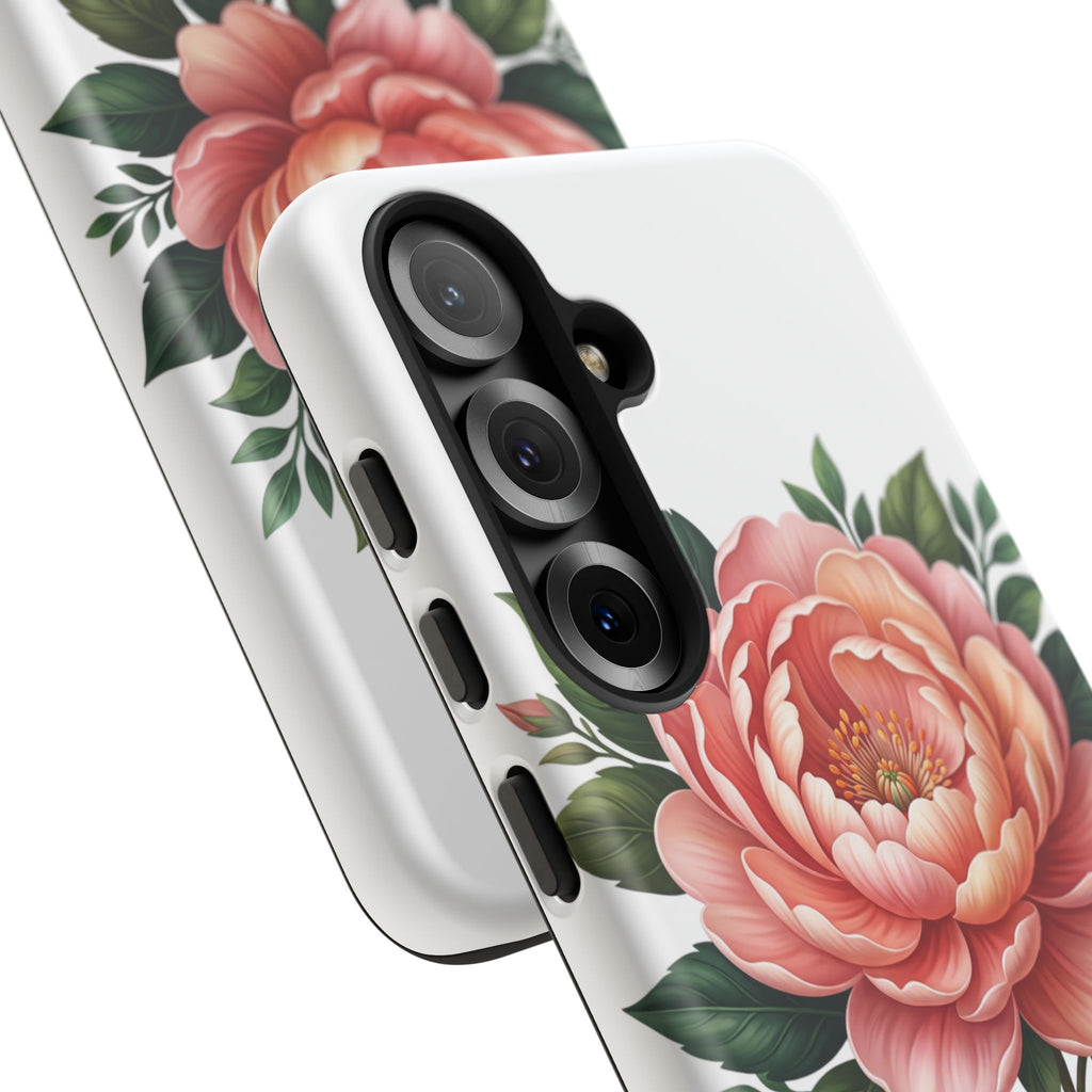 Floral Peony Tough Phone Case — Protective Botanical iPhone Cover