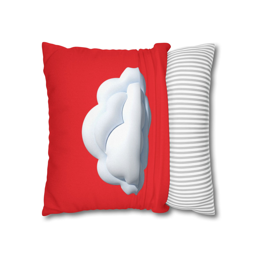 Cloud Graphic Red Pillowcase — Red Cute Cloud Decor