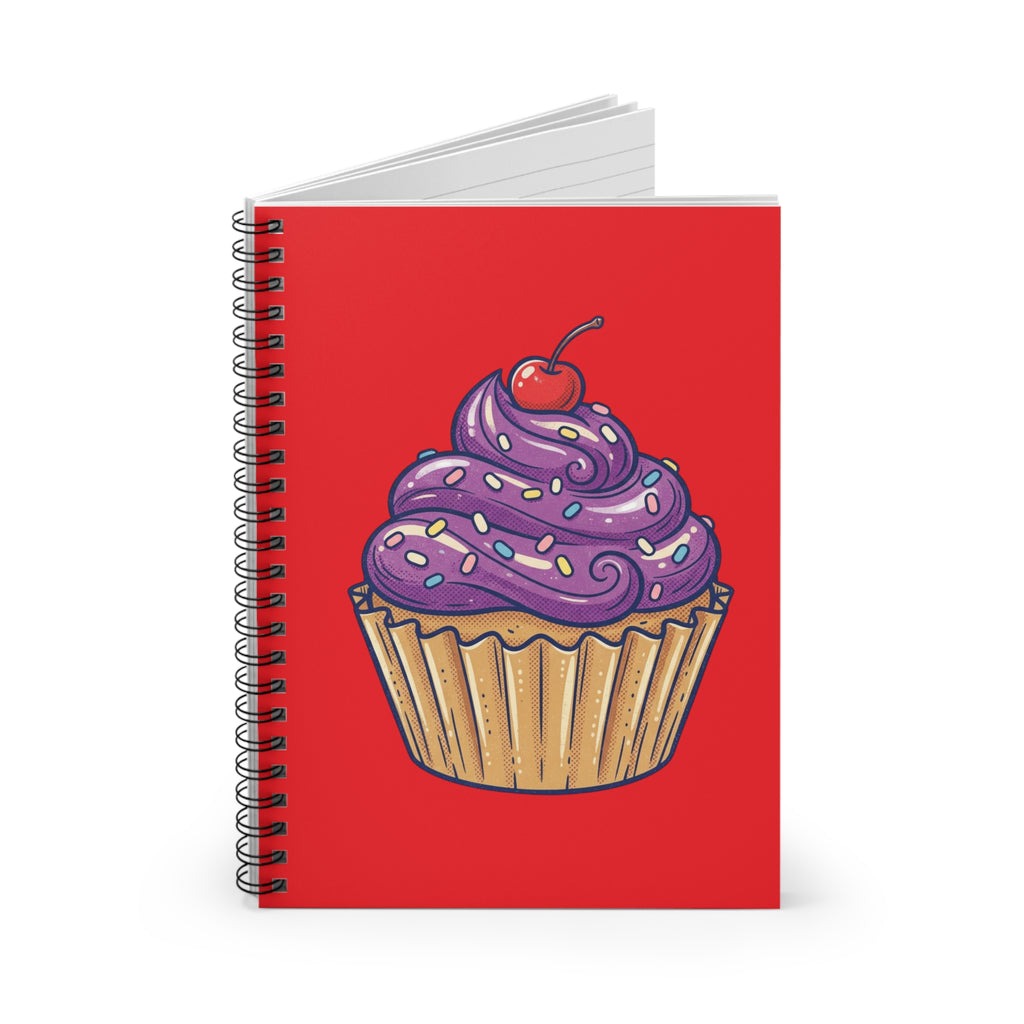 Cupcake Red Notebook — Purple Frosting Spiral Journal (Ruled)