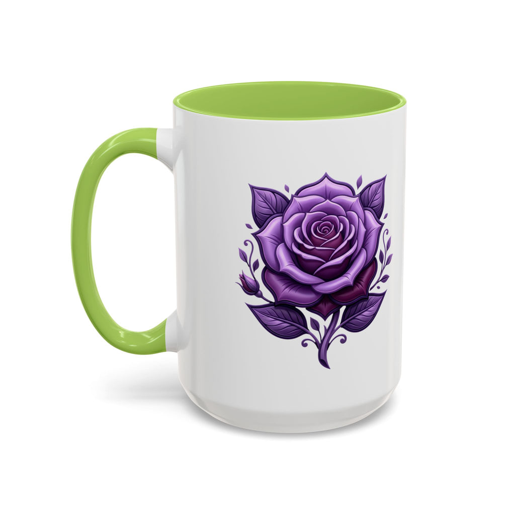 Purple Rose Accent Coffee Mug — Floral Gothic Tea Cup for Women & Gifts