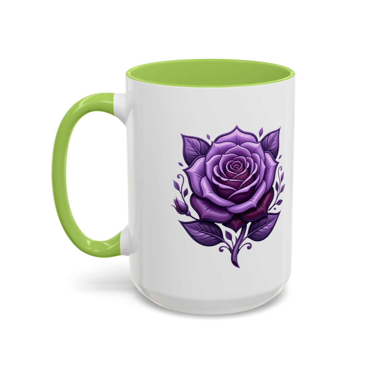 Purple Rose Accent Coffee Mug — Floral Gothic Tea Cup for Women & Gifts
