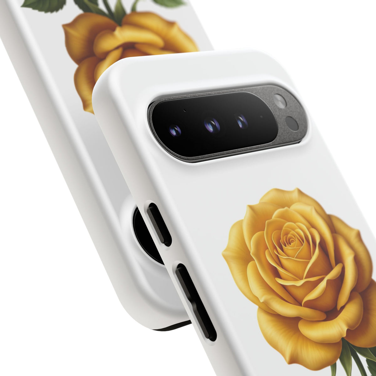 Yellow Rose Phone Case — Vintage Floral Tough Protective Cover