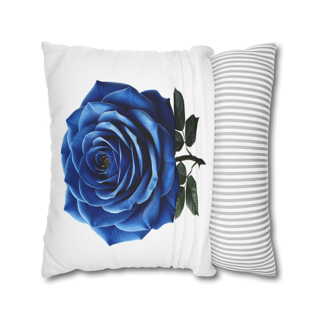 Blue Rose Spun Polyester Square Pillowcase
