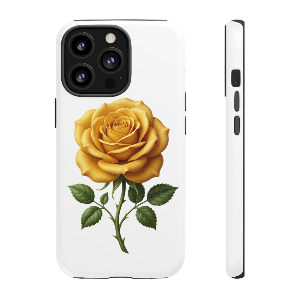 Yellow Rose Phone Case — Vintage Floral Tough Protective Cover