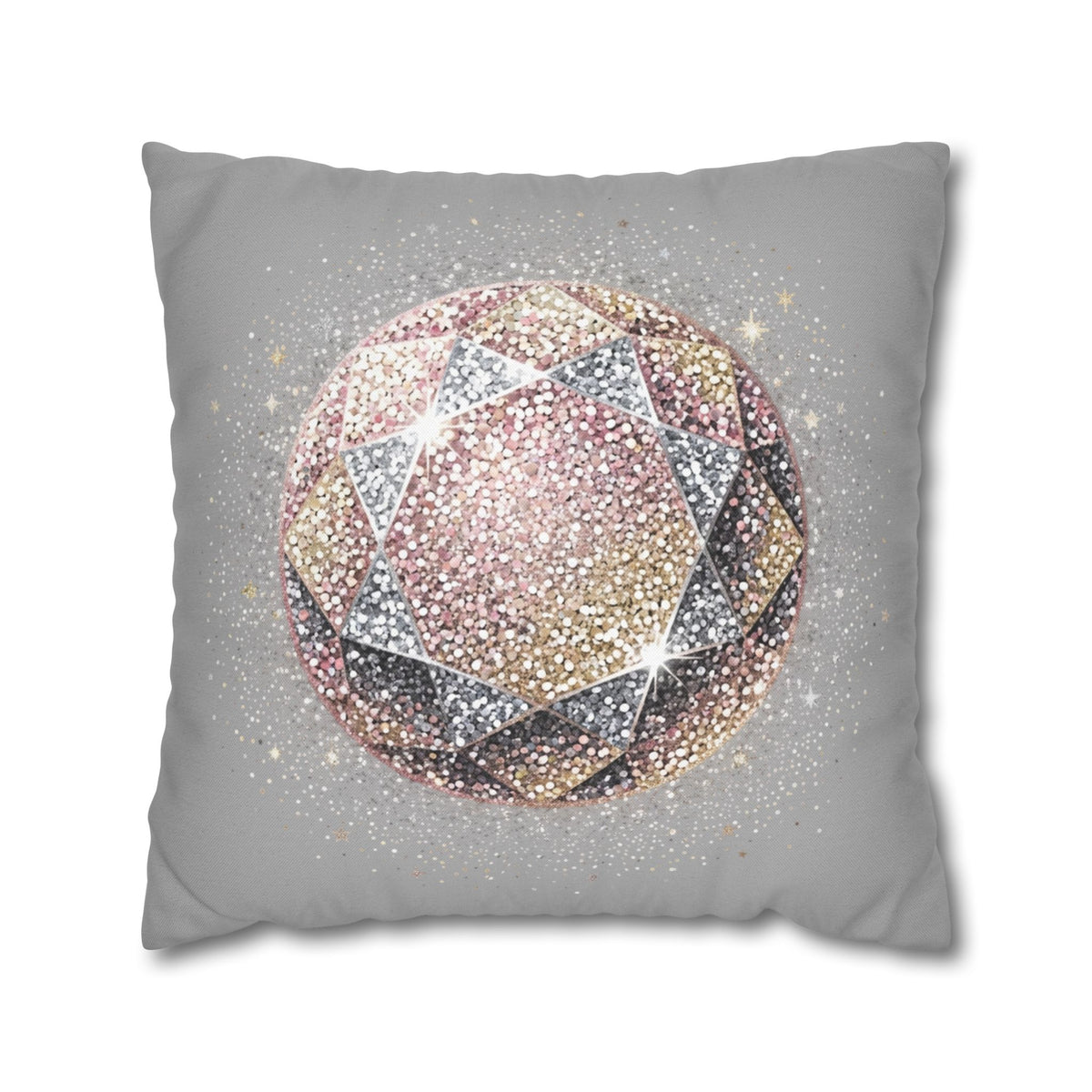 Glittery Light Grey Spun Polyester Square Pillowcase