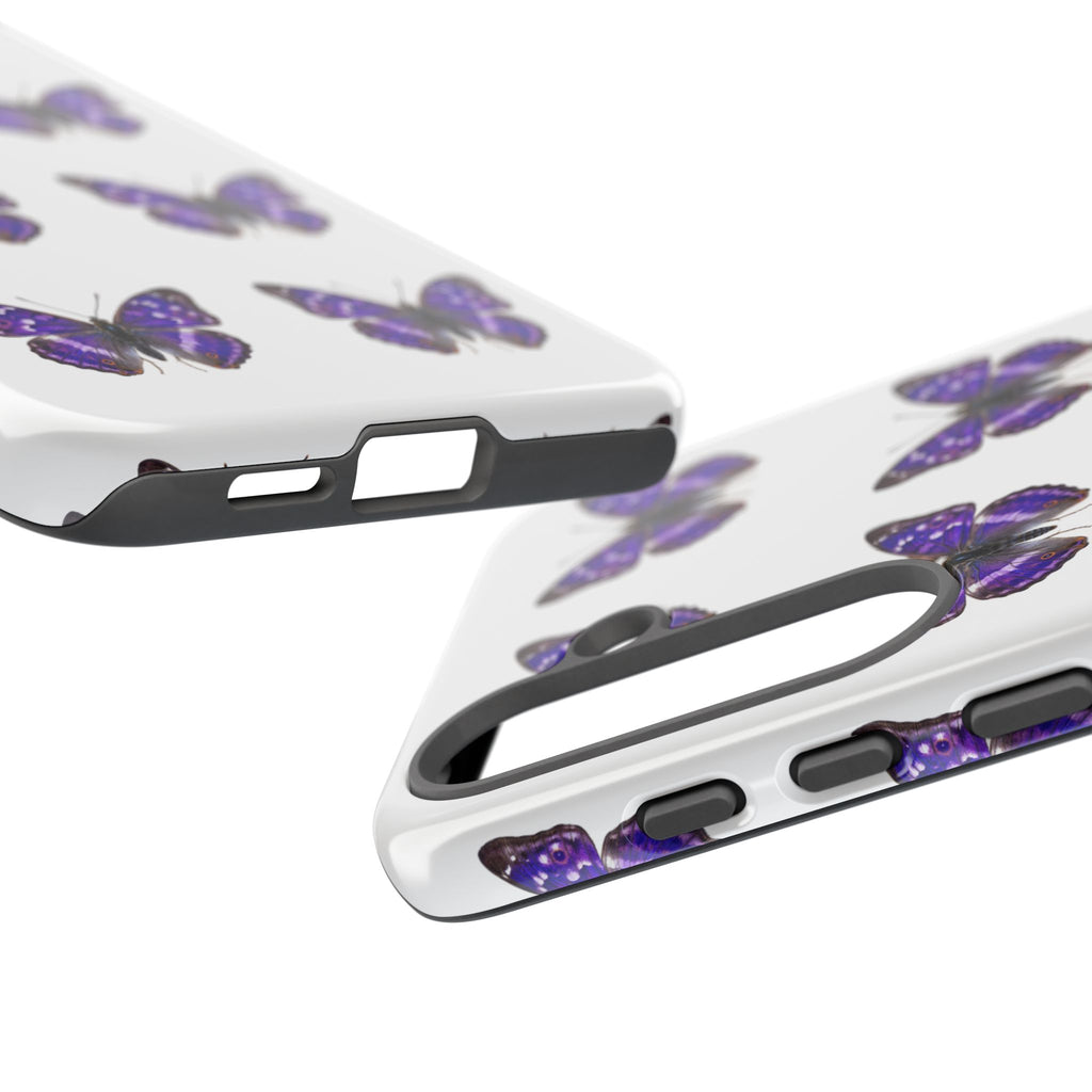 Purple Butterfly Tough Phone Case — Durable Protective iPhone Case with Repeating Butterfly Pattern