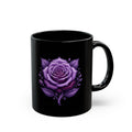 Purple Rose Black Mug — Gothic Floral Coffee Cup (11oz & 15oz)