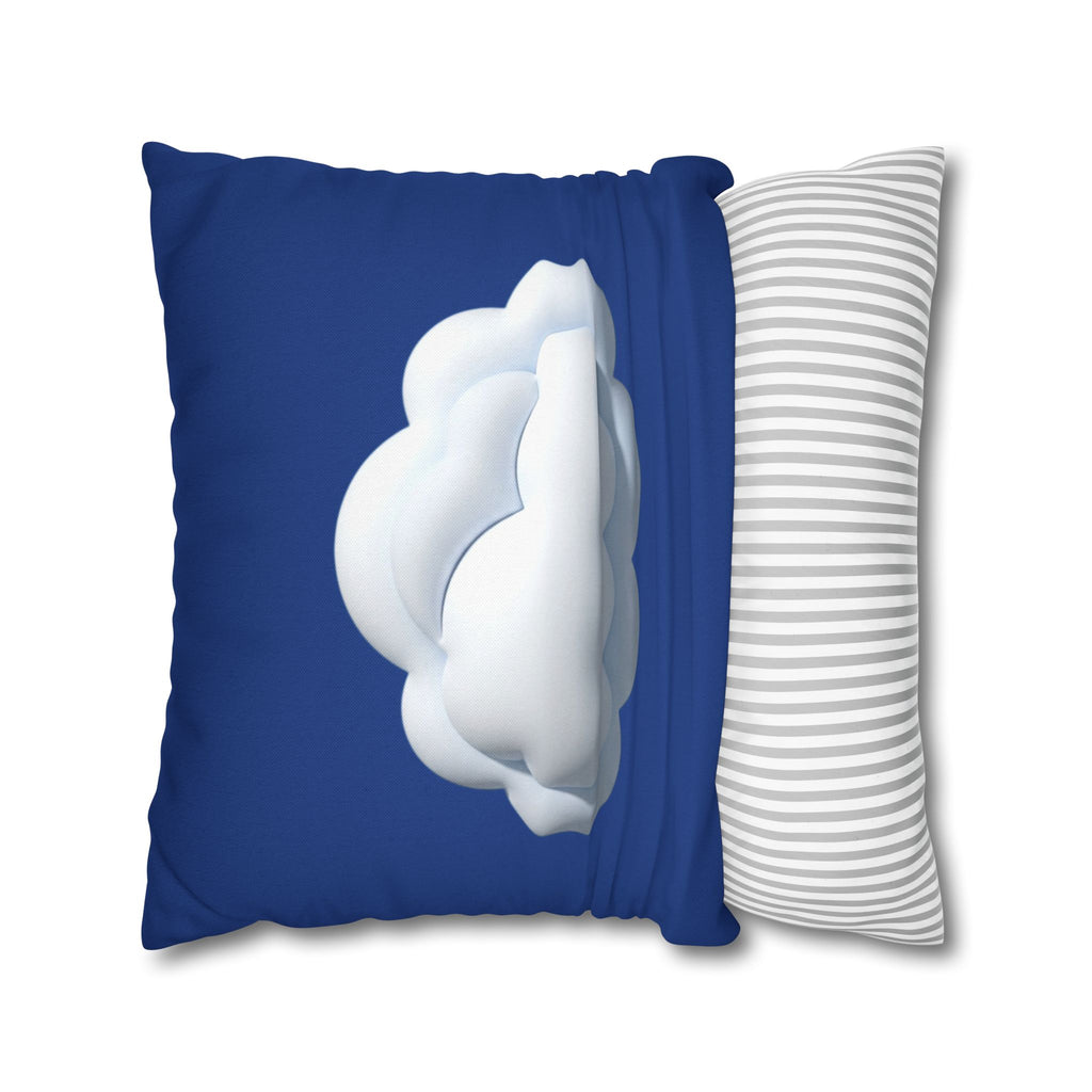 Cloud Navy Pillowcase – Soft White Cloud Design on Blue Square Pillow