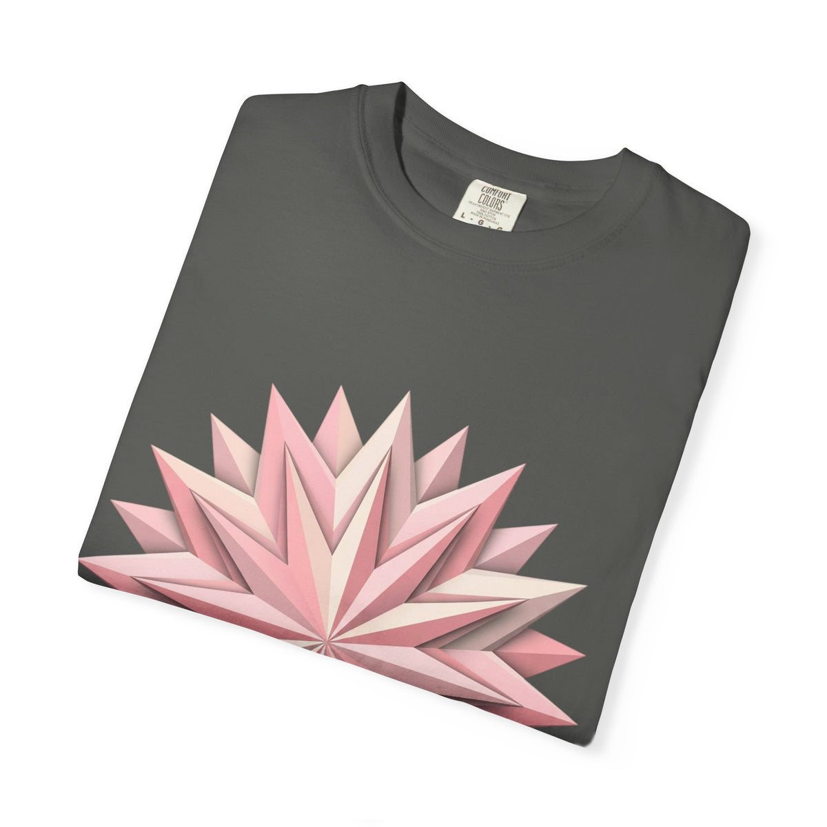 Geometric Rose Star T-Shirt — Pink 3D Origami Floral Tee