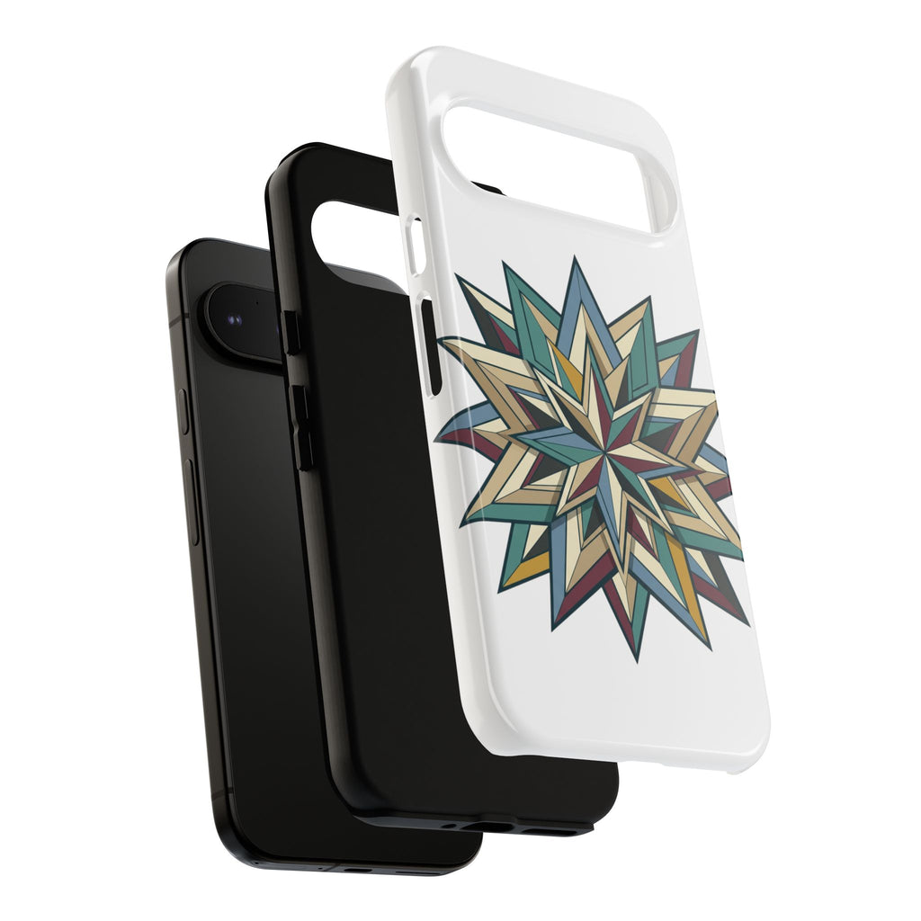 Geometric Star Phone Case — Teal & Earthtone Mandala Design