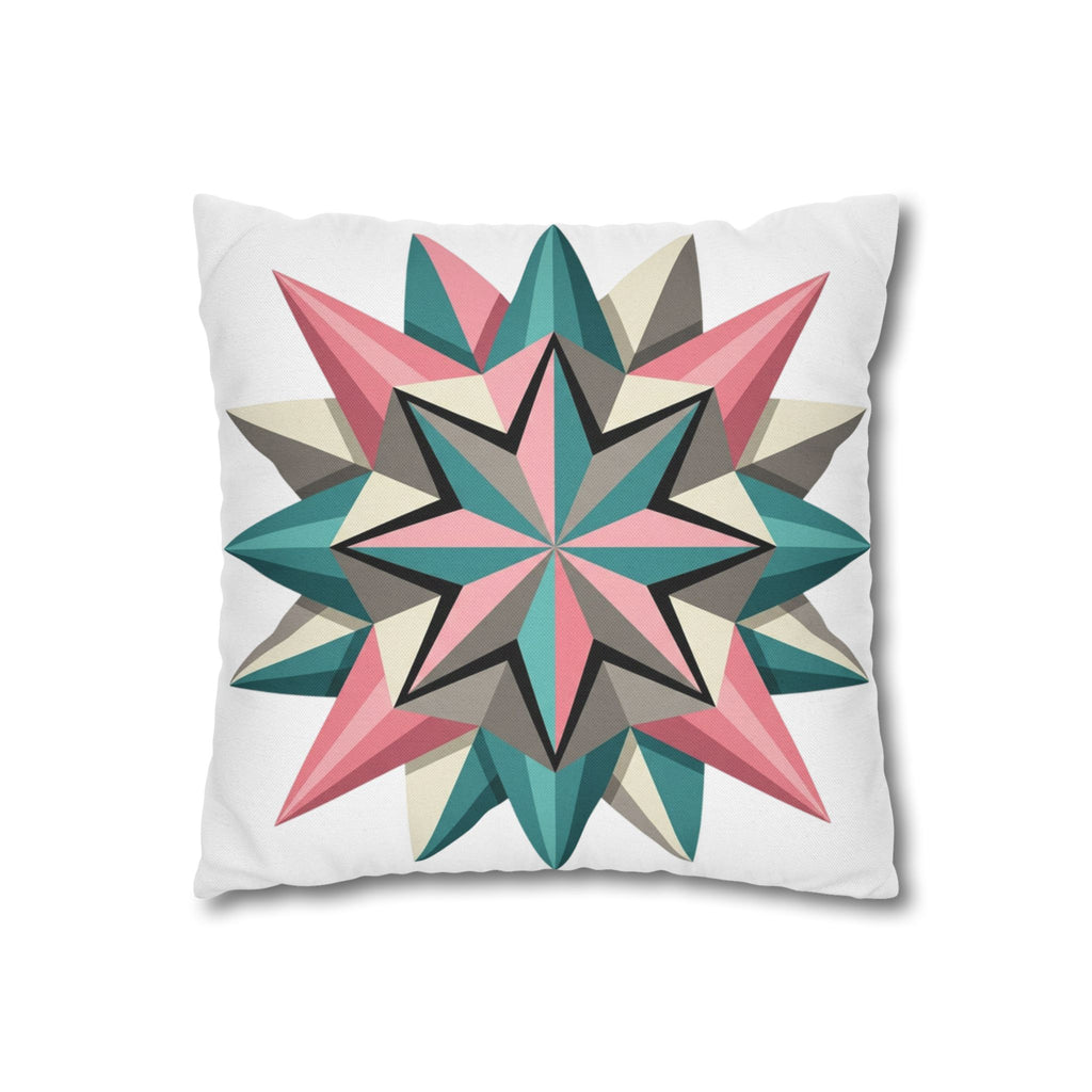 Geometric Starburst Throw Pillowcase — Pink Teal Modern Decorative Cushion Cover