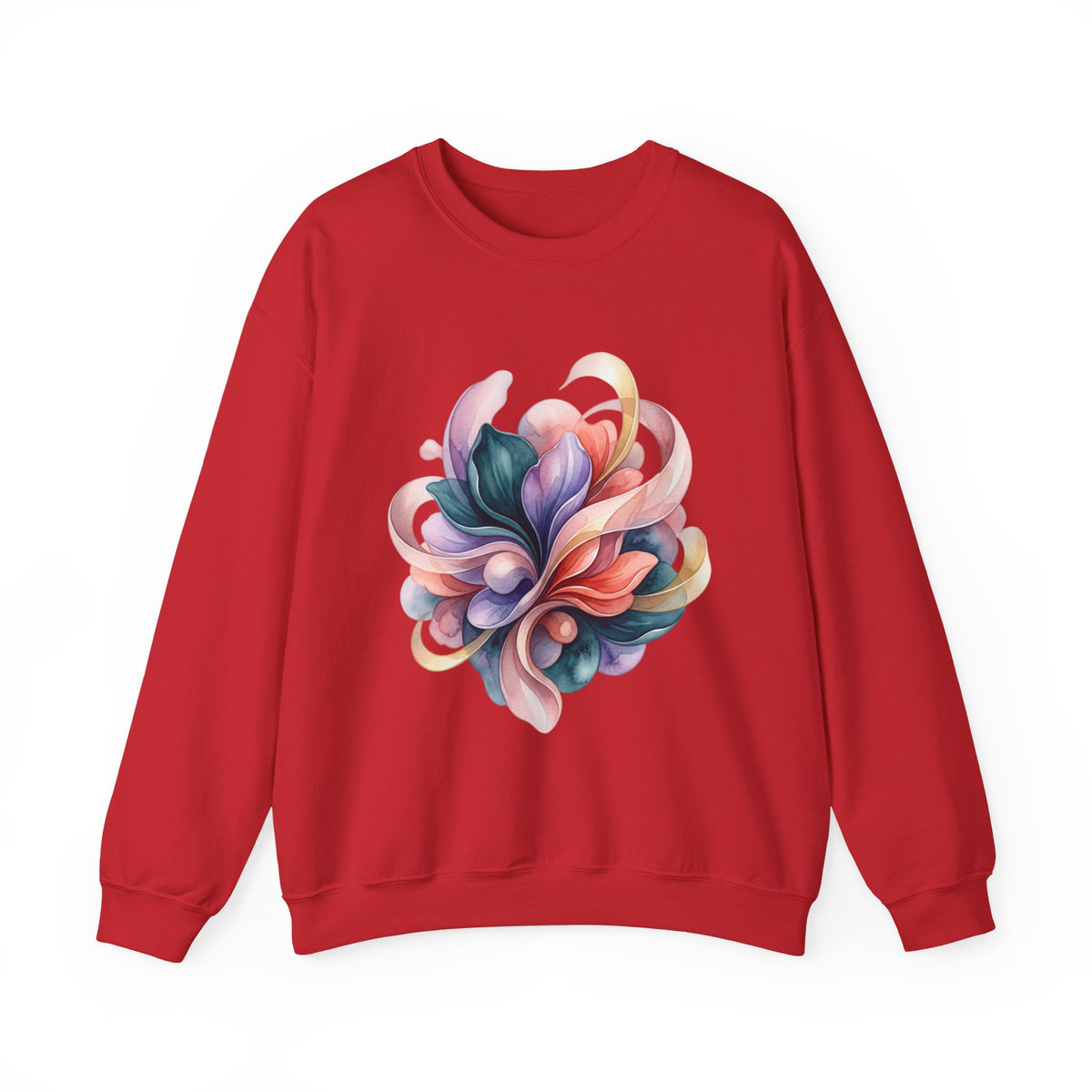 Abstract Floral Crewneck Sweatshirt — Pastel Swirl Art Pullover