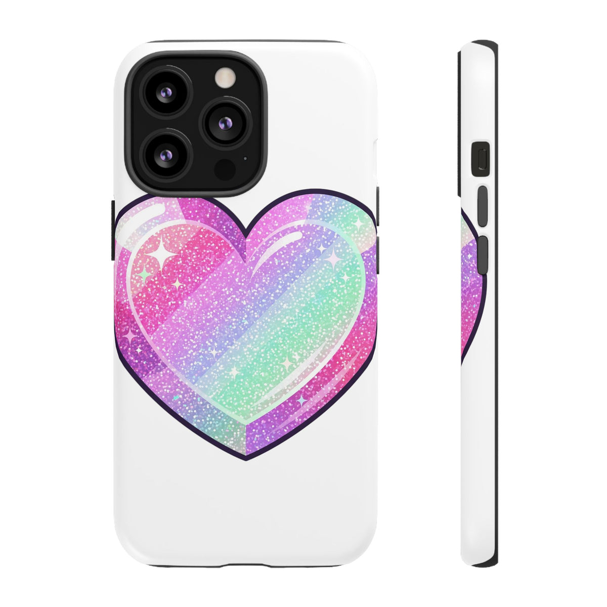 Pastel Glitter Heart Tough Phone Case — Cute Protective Phone Cover
