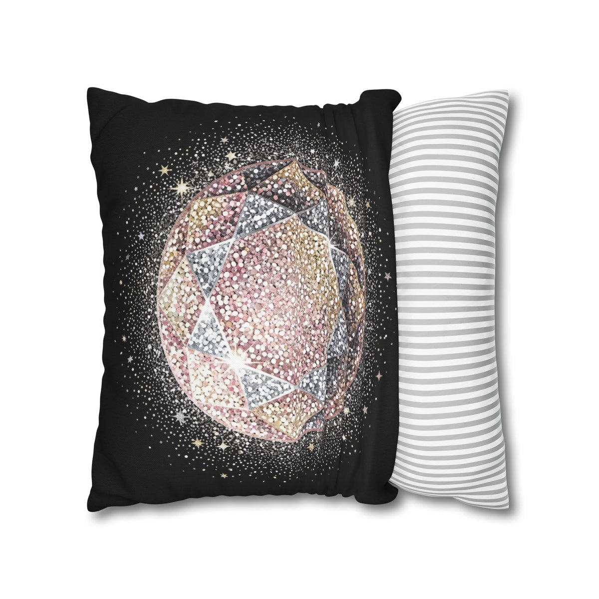 Glittery Black Spun Polyester Square Pillowcase