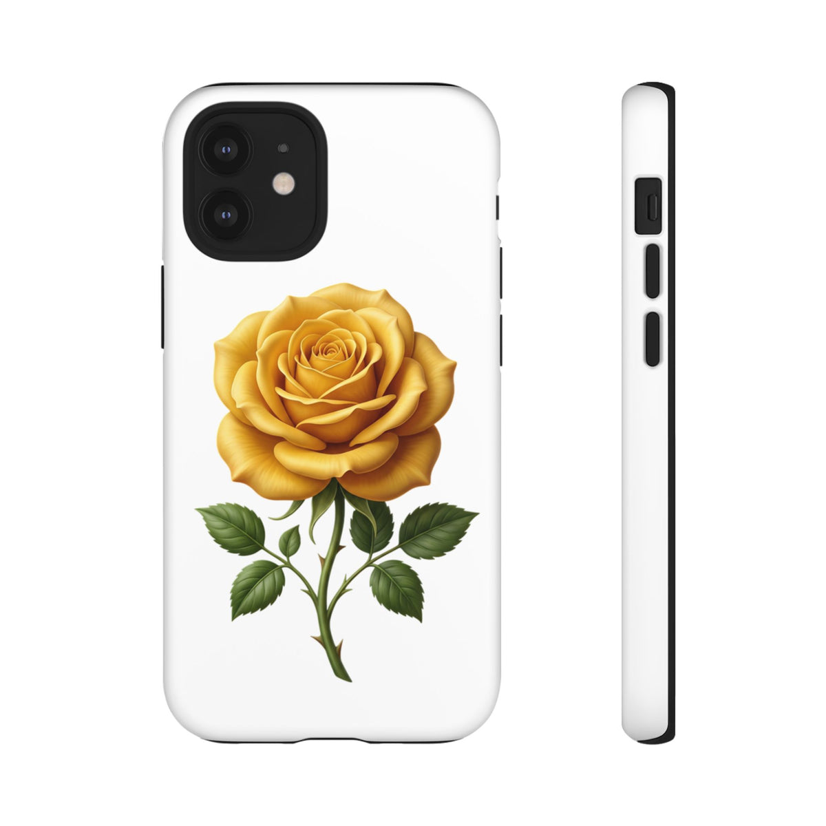 Yellow Rose Phone Case — Vintage Floral Tough Protective Cover