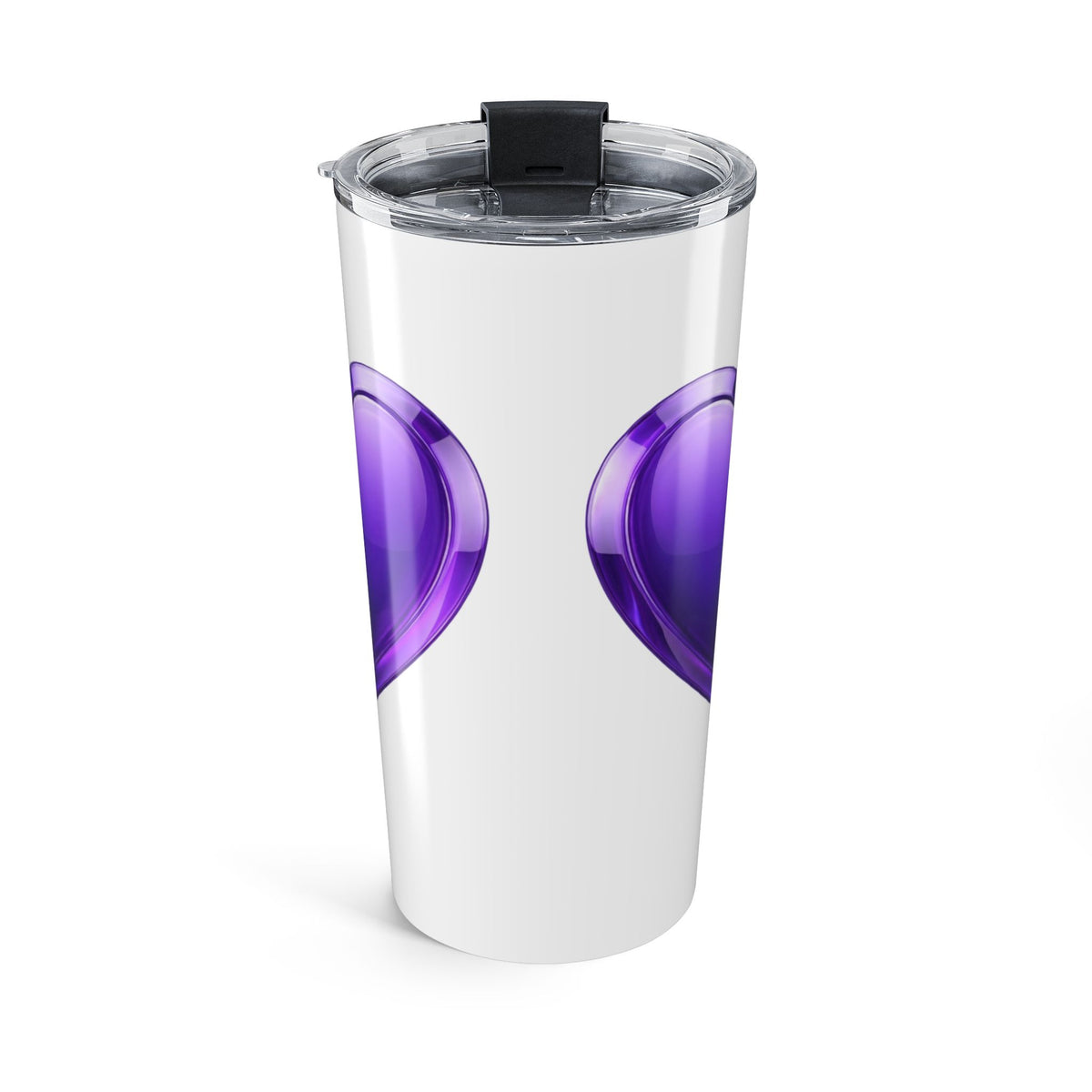 20oz Purple Heart Tumbler — Insulated Travel Cup- White