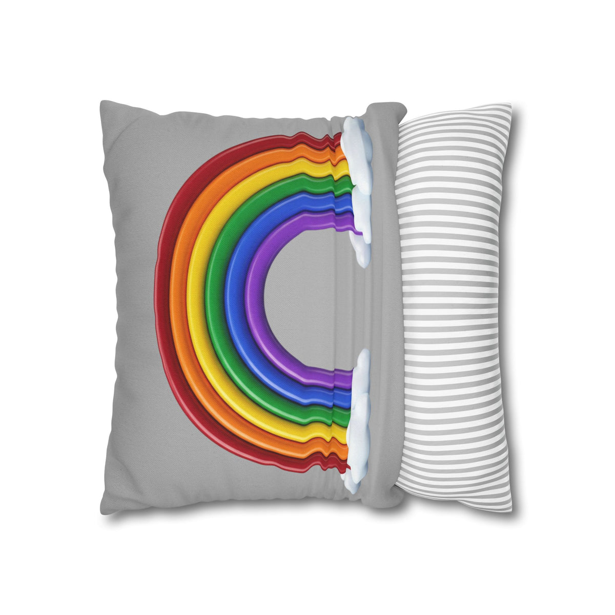 Rainbow Grey Spun Polyester Square Pillowcase