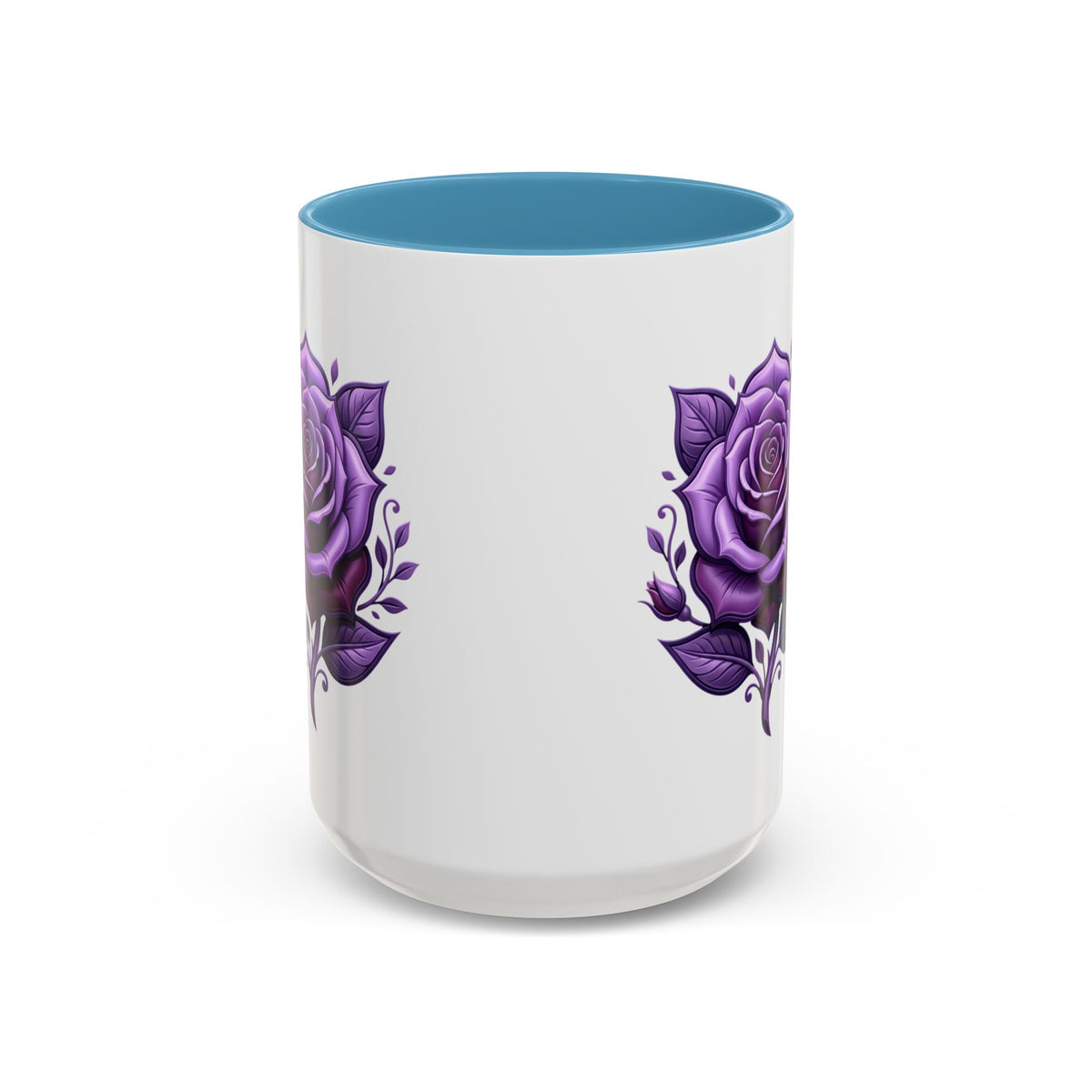 Purple Rose Accent Coffee Mug — Floral Gothic Tea Cup for Women & Gifts
