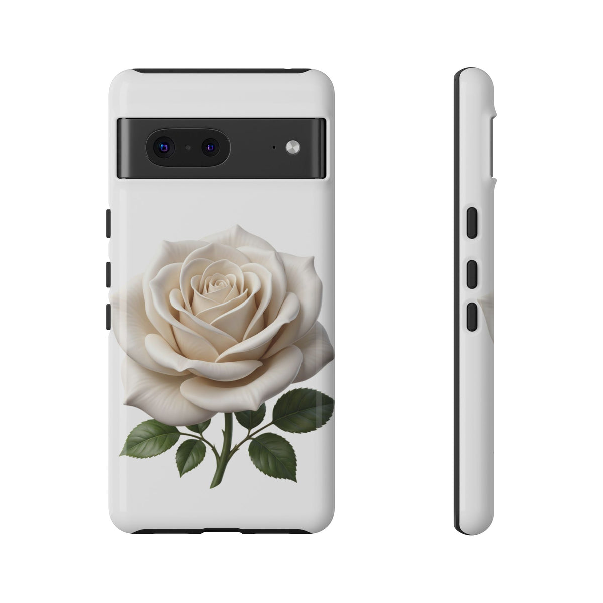 White Rose Tough Phone Case – Elegant Floral Protective Cover