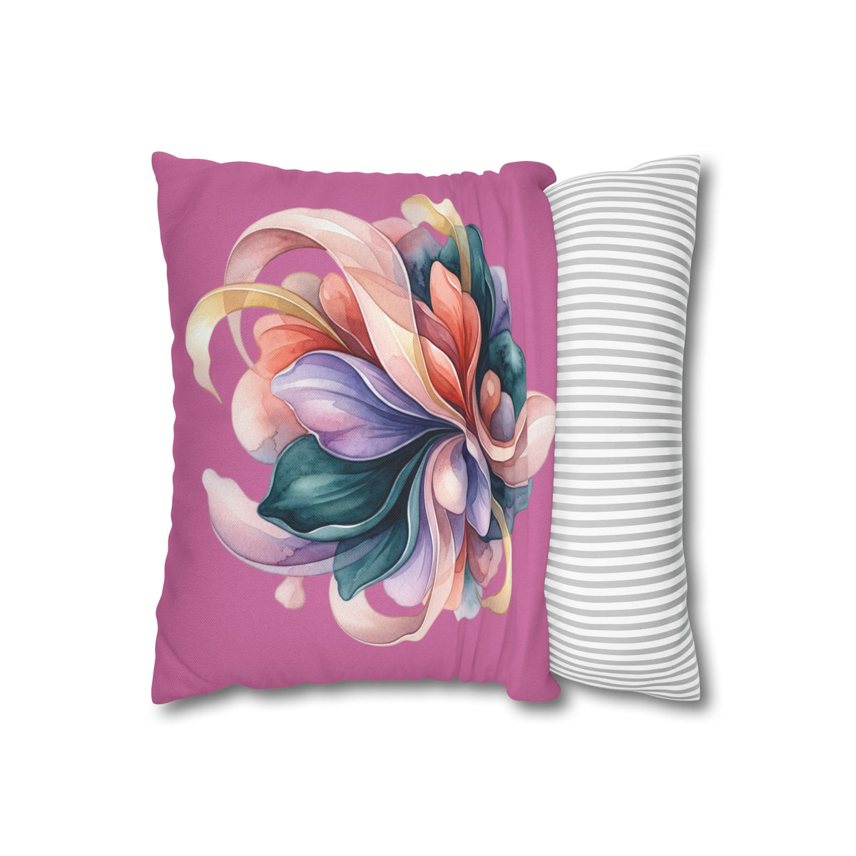Floral Swirl Decorative Pillow — Pink Abstract Botanical Accent