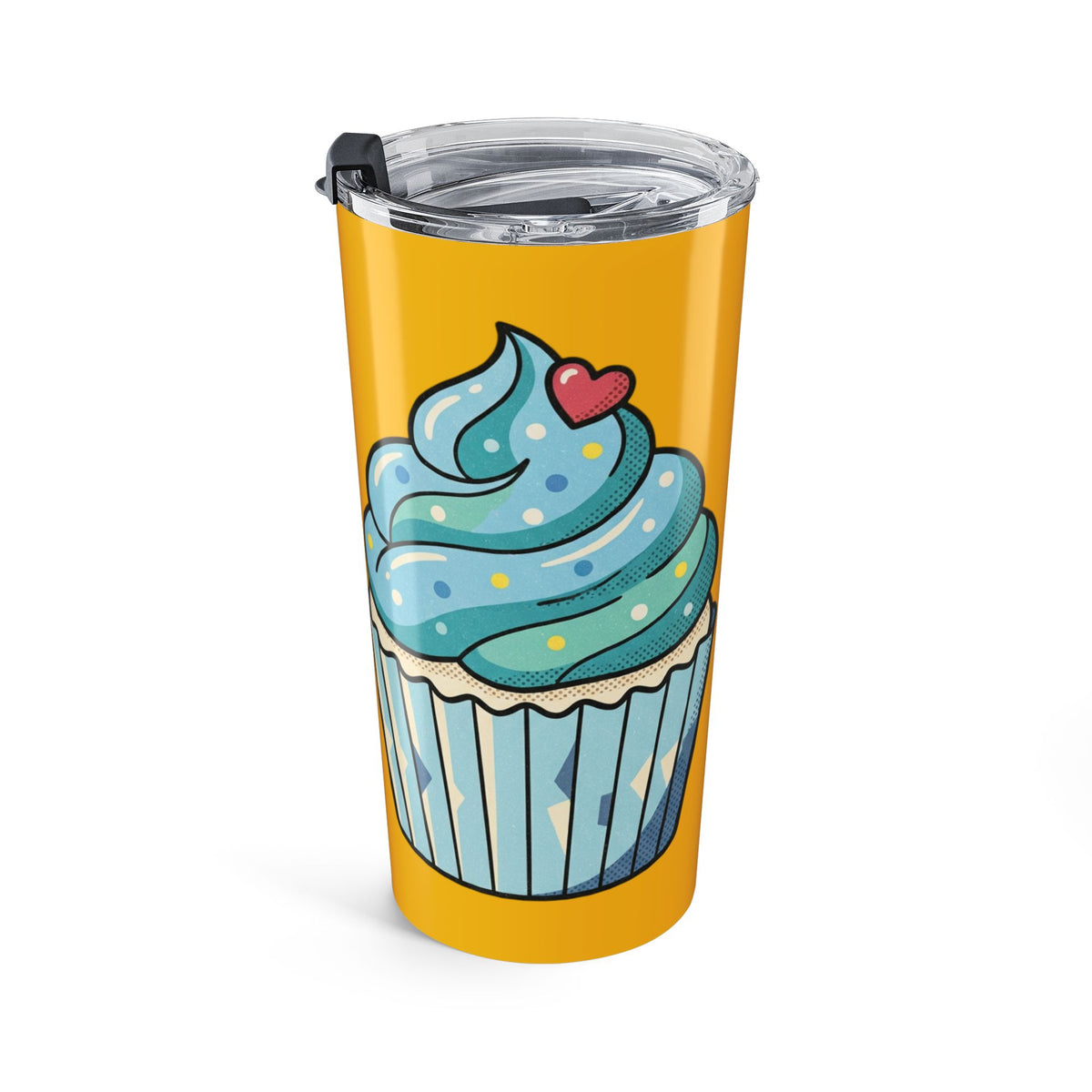 Cupcake Pattern 20oz Tumbler Yellow – Colorful Dessert Travel Mug