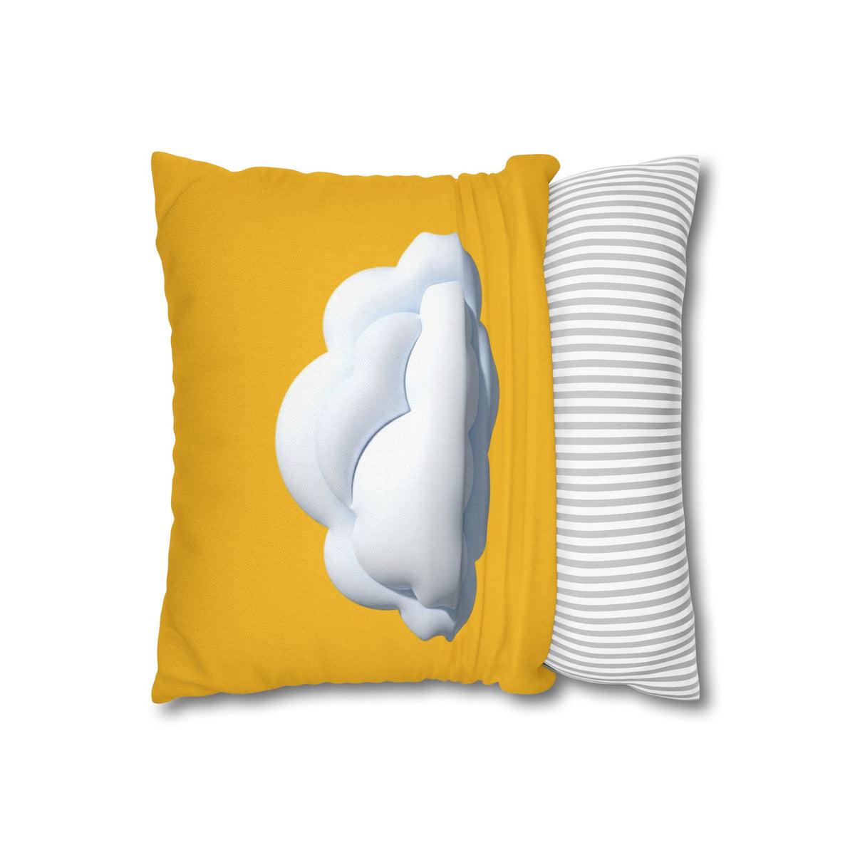 Yellow Cloud Decorative Pillowcase - Cute Fluffy Cloud Accent Cushion Cover