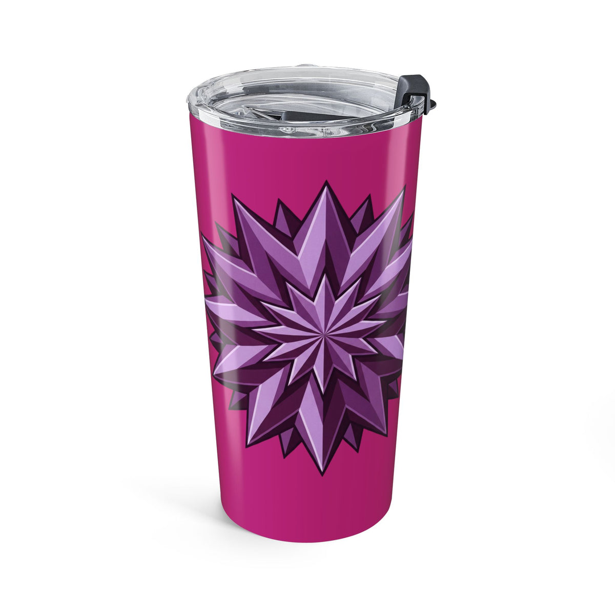 20oz Pink Geometric Star Tumbler — Insulated Travel Cup- Magenta
