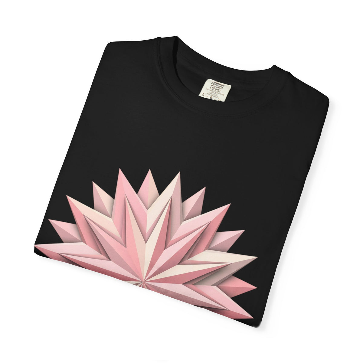 Geometric Rose Star T-Shirt — Pink 3D Origami Floral Tee