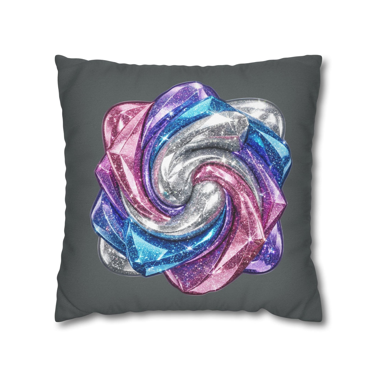 3D Glitter Design Dark Grey Spun Polyester Square Pillowcase