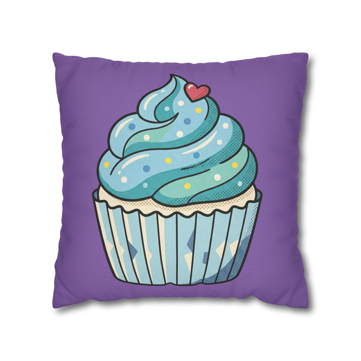 Cupcake Throw Pillow - Cute Blue Frosting Decorative Cushion for Kids’ Rooms, Nurseries & Baker Gift- Light Purple