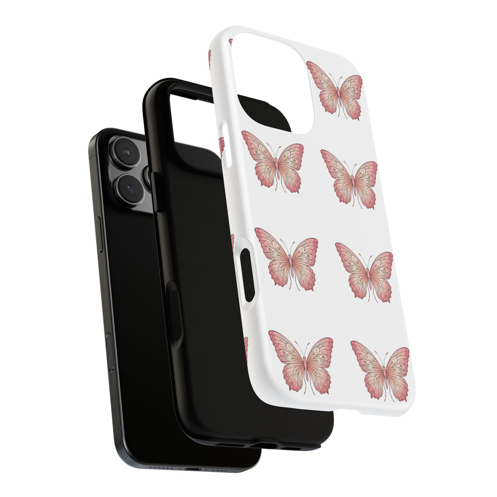 Pink Butterfly Tough Phone Case — Floral Pattern Protective Cover