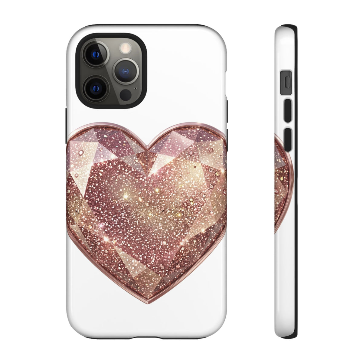 Rose Gold Glitter Crystal Heart Phone Case